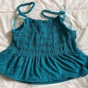 SO Teal Smocked Camisole Top